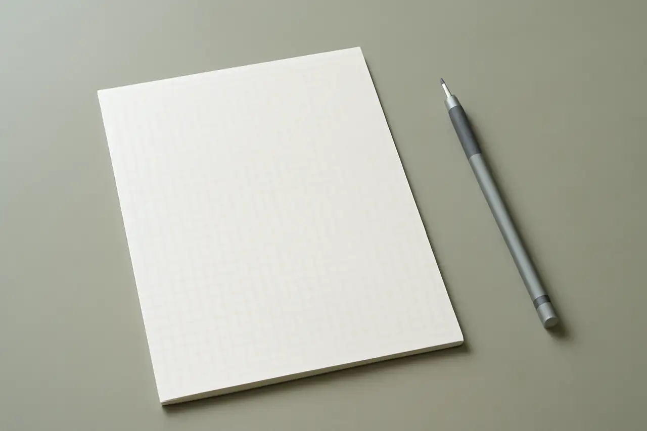 Leeres Rasterpapier mit Bleistift auf einem Schreibtisch